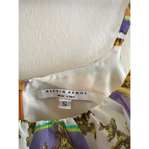 VINTAGE | Y2K ALEXIA ADMOR Gauze Chiffon Waist Detail Baroque Silk Mini Dress - Picture 4 of 16